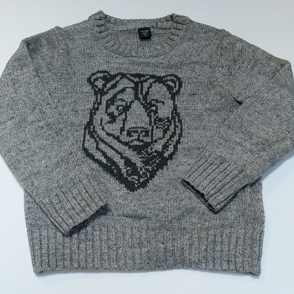 🍀 Baby Gap 🍀 Toddler 4 Years 🍀 Kids Boy Girl  Sweater Grey Bear Top 🍀 P10